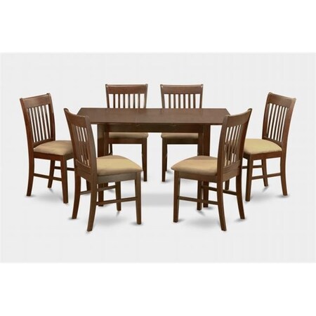 East West Furniture East West Furniture NOFK7-MAH-C 7 Piece Kitchen Nook Dining Set-Table With Leaf and 6 Dining Room Chairs NOFK7-MAH-C